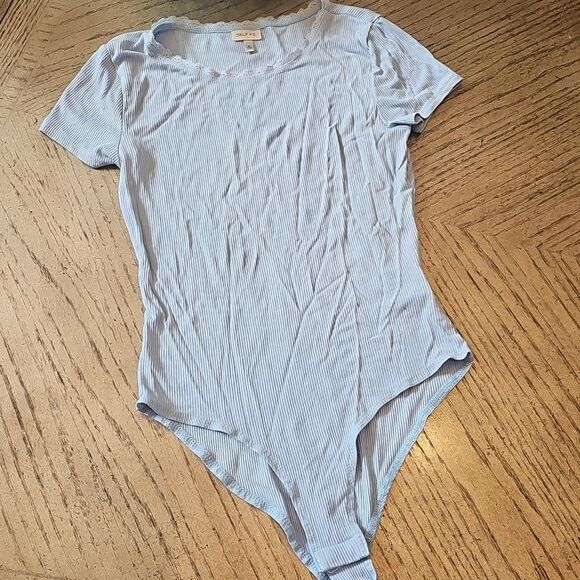 Light blue ribbed bodysuit size M - Picture 1 of 9